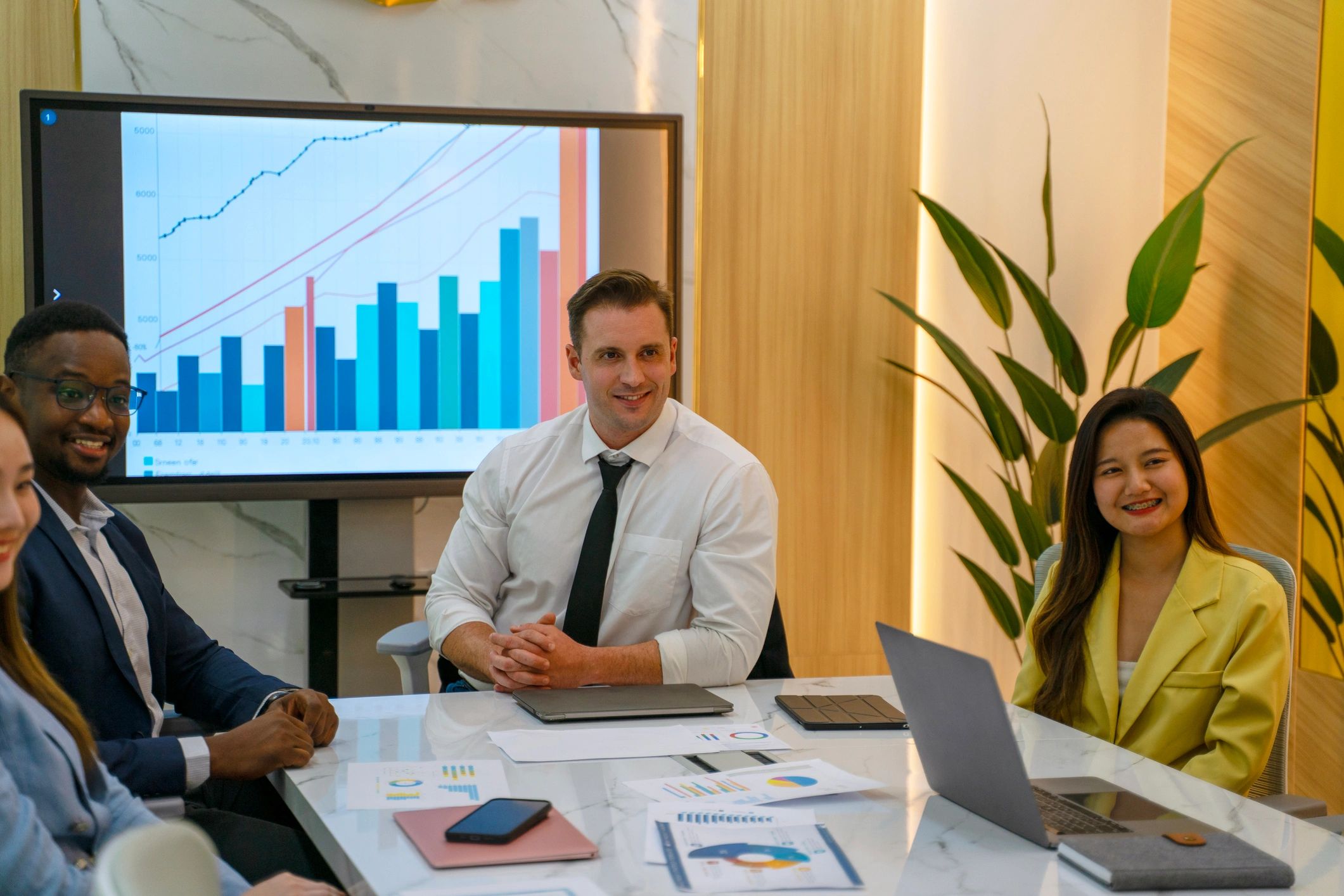 AI team collaborating in a meeting room
